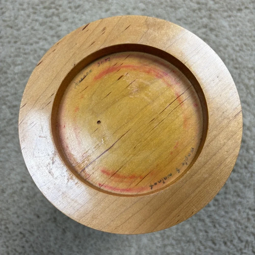 Handmade Maple Walnut Wood Pillar Candle Holder 11.5